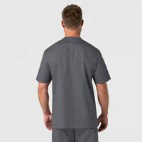 WonderWORK Men's V-Neck Scrub Top Pewter back view