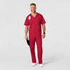 WonderWORK Men's V-Neck Scrub Top Red full scrub set