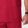 WonderWORK Men's V-Neck Scrub Top Red side detail 2