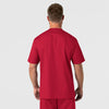 WonderWORK Men's V-Neck Scrub Top Red back view