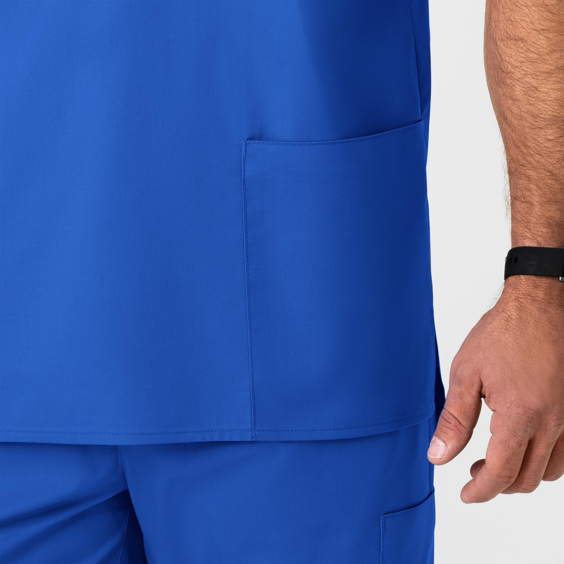 WonderWORK Men's V-Neck Scrub Top Royal side detail 2