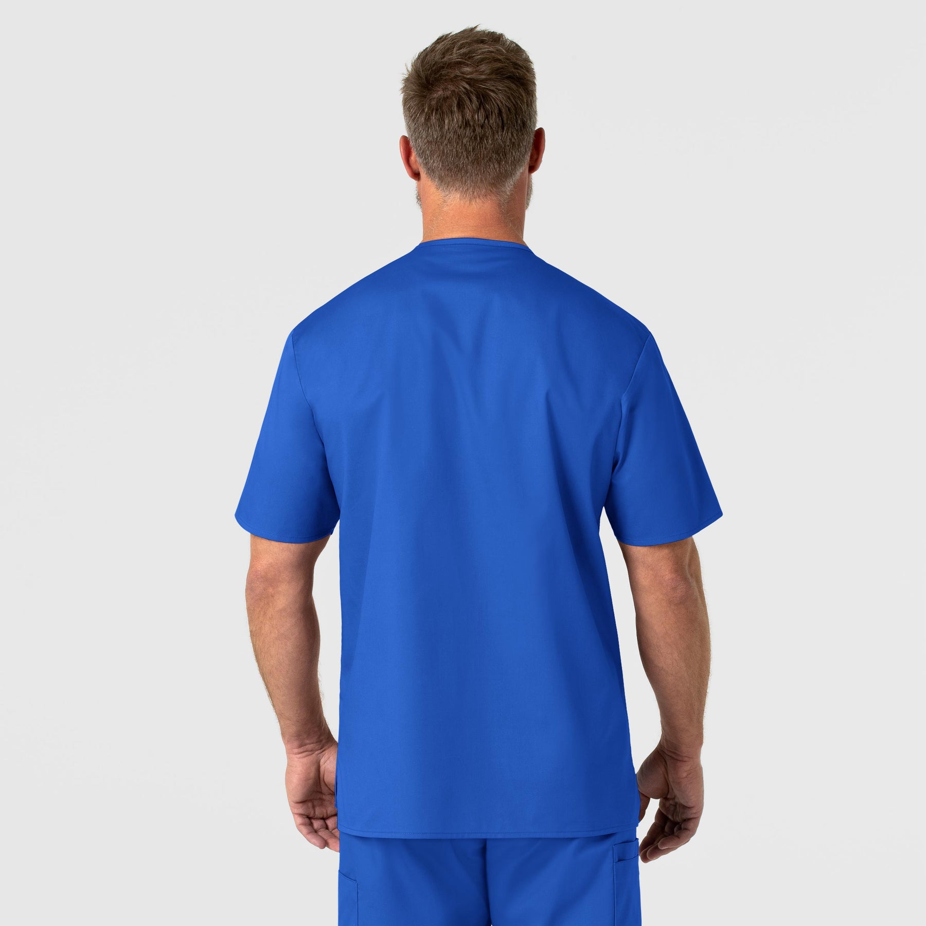 WonderWORK Men's V-Neck Scrub Top Royal back view