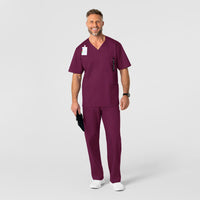 WonderWORK Men's V-Neck Scrub Top Wine full scrub set