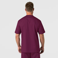 WonderWORK Men's V-Neck Scrub Top Wine back view