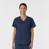 WORK Women's Curved V-Neck Scrub Top Navy