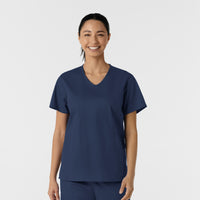 WORK Women's Curved V-Neck Scrub Top Navy