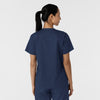 WORK Women's Curved V-Neck Scrub Top Navy back view