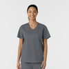 WORK Women's Curved V-Neck Scrub Top Pewter