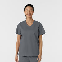 WORK Women's Curved V-Neck Scrub Top Pewter