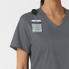 WORK Women's Curved V-Neck Scrub Top Pewter side detail 1