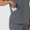WORK Women's Curved V-Neck Scrub Top Pewter side detail 2