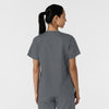 WORK Women's Curved V-Neck Scrub Top Pewter back view
