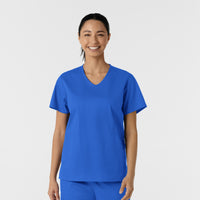 WORK Women's Curved V-Neck Scrub Top Royal