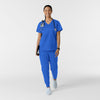 WORK Women's Curved V-Neck Scrub Top Royal full scrub set