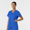WORK Women's Curved V-Neck Scrub Top Royal side view