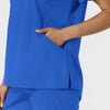 WORK Women's Curved V-Neck Scrub Top Royal hemline detail