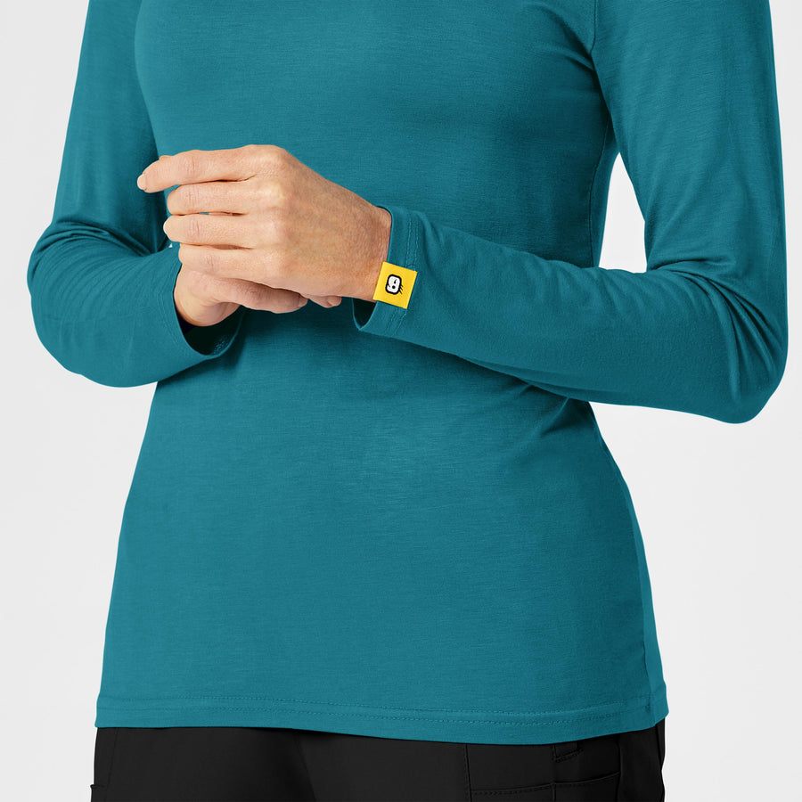 Knits and Layers Women's Long Sleeve Silky Tee Bay Blue front detail
