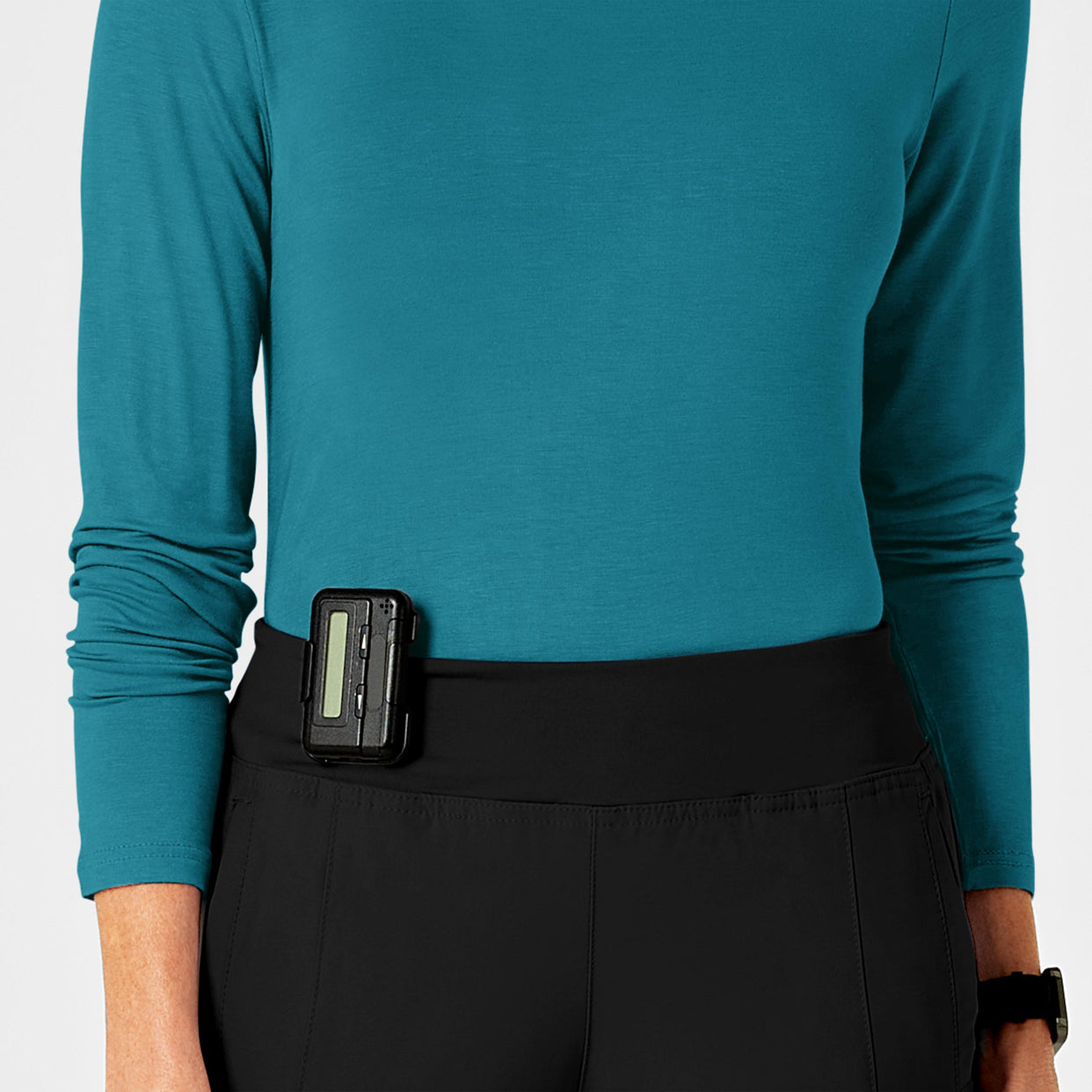 Knits and Layers Women's Long Sleeve Silky Tee Bay Blue side detail 2