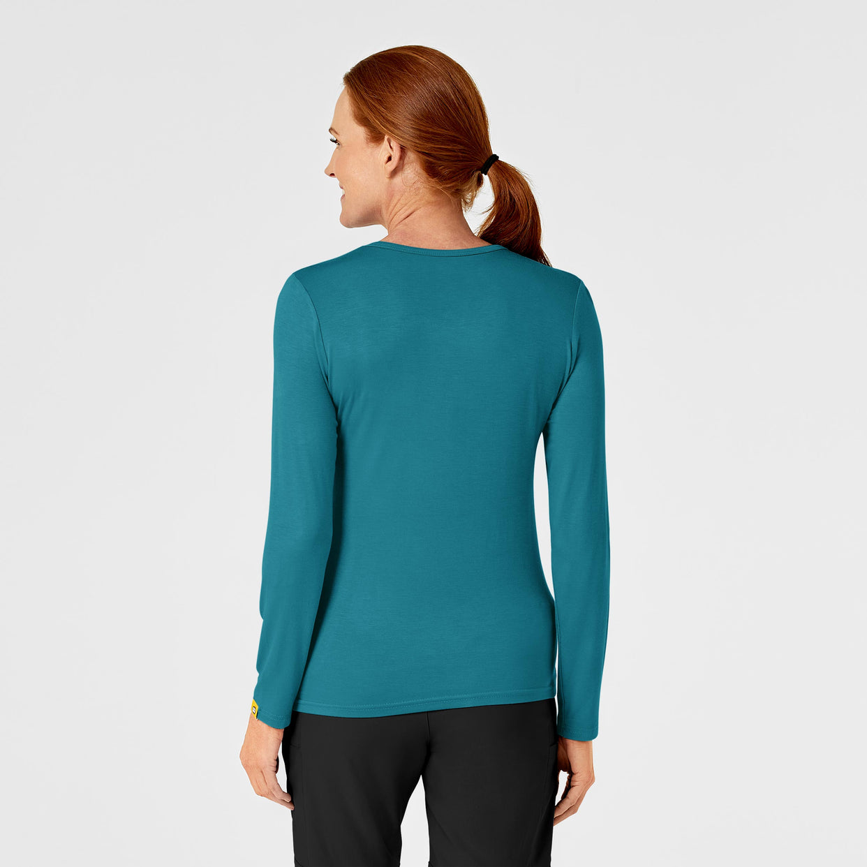 Knits and Layers Women's Long Sleeve Silky Tee Bay Blue back view
