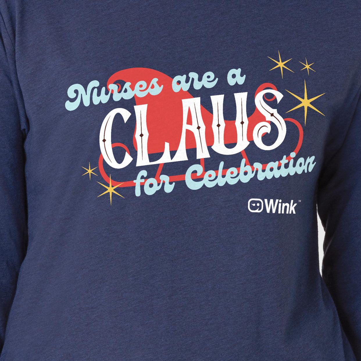 Unisex Long Sleeve Holiday Tee Clause For Celebration closeup view