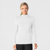 Knits and Layers Women’s Long Sleeve Mock Neck Silky Tee White