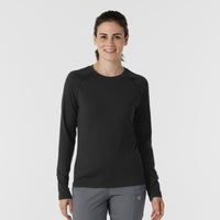 Knits and Layers Women's Watch Window Long Sleeve Underscrub Top Black