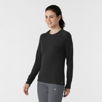 Knits and Layers Women's Watch Window Long Sleeve Underscrub Top Black side view