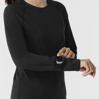 Knits and Layers Women's Watch Window Long Sleeve Underscrub Top Black side detail 1