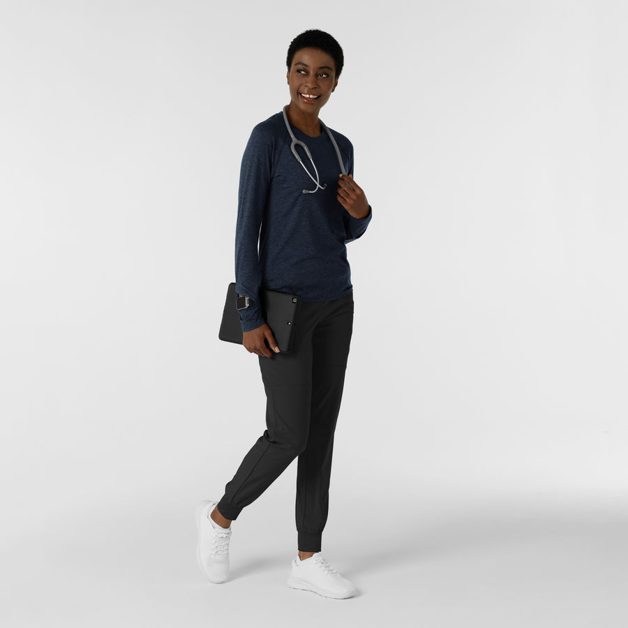 Women's Watch Window Long Sleeve Underscrub Top - Navy Heather scrub t-shirt