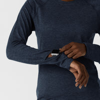 Women's Watch Window Long Sleeve Underscrub Top - Navy Heather smart watch sleeve 1