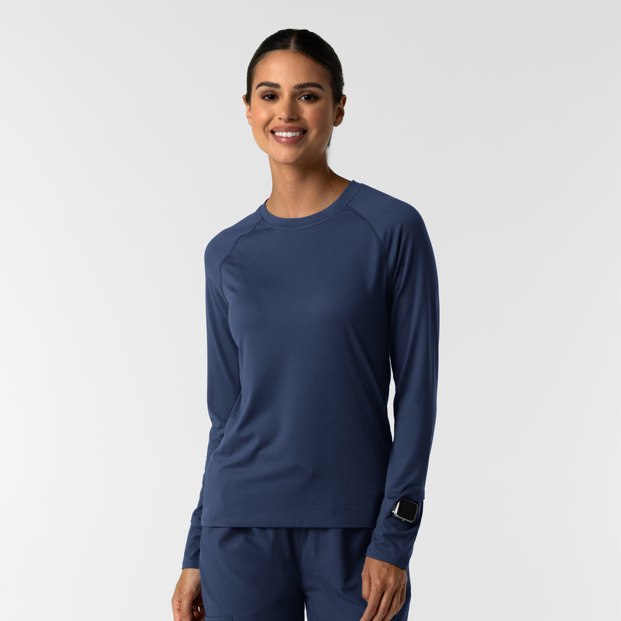 Layers Women's Watch Window Long Sleeve Underscrub Top Navy