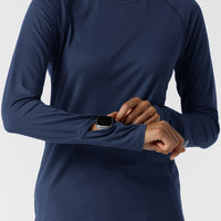 Layers Women's Watch Window Long Sleeve Underscrub Top Navy side detail 2