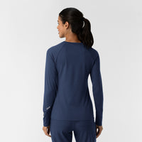 Layers Women's Watch Window Long Sleeve Underscrub Top Navy back view