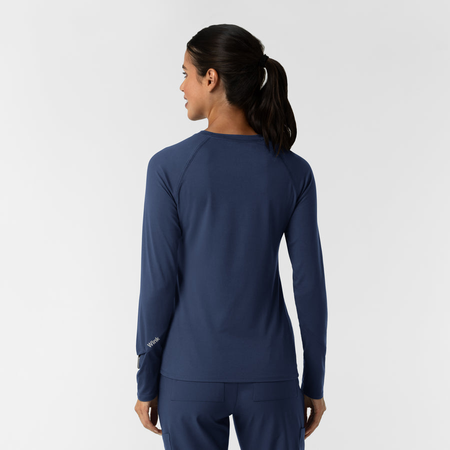 Layers Women's Watch Window Long Sleeve Underscrub Top Navy back view
