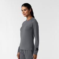 Layers Women's Watch Window Long Sleeve Underscrub Top Pewter side view
