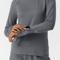Layers Women's Watch Window Long Sleeve Underscrub Top Pewter side detail 1