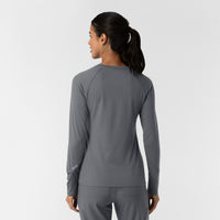 Layers Women's Watch Window Long Sleeve Underscrub Top Pewter back view