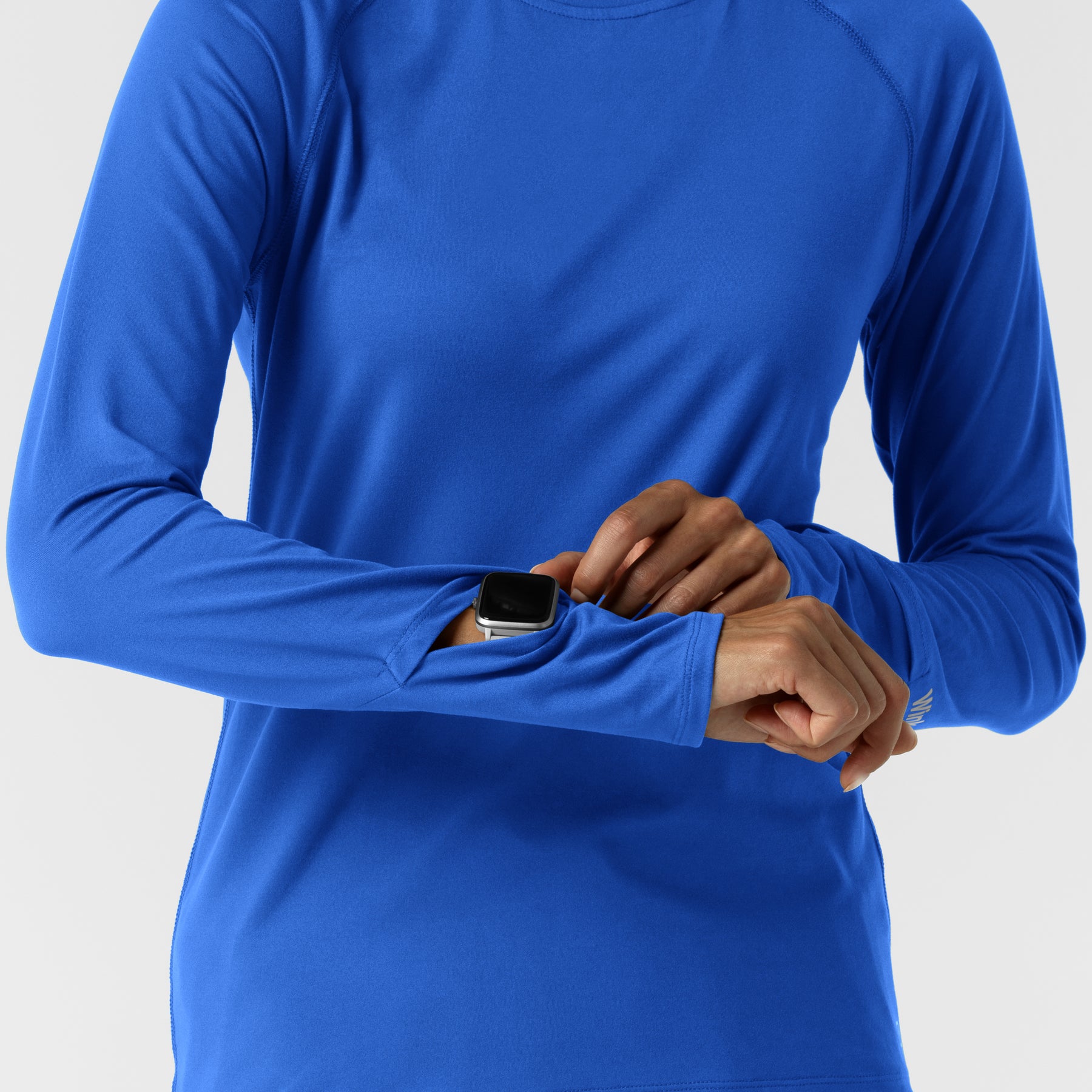 Layers Women's Watch Window Long Sleeve Underscrub Top Royal side detail 2
