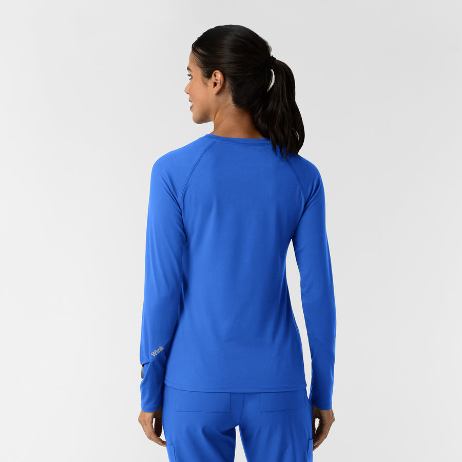 Layers Women's Watch Window Long Sleeve Underscrub Top Royal back view