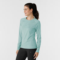 Women's Watch Window Long Sleeve Underscrub Top - Sky Blue Heather side