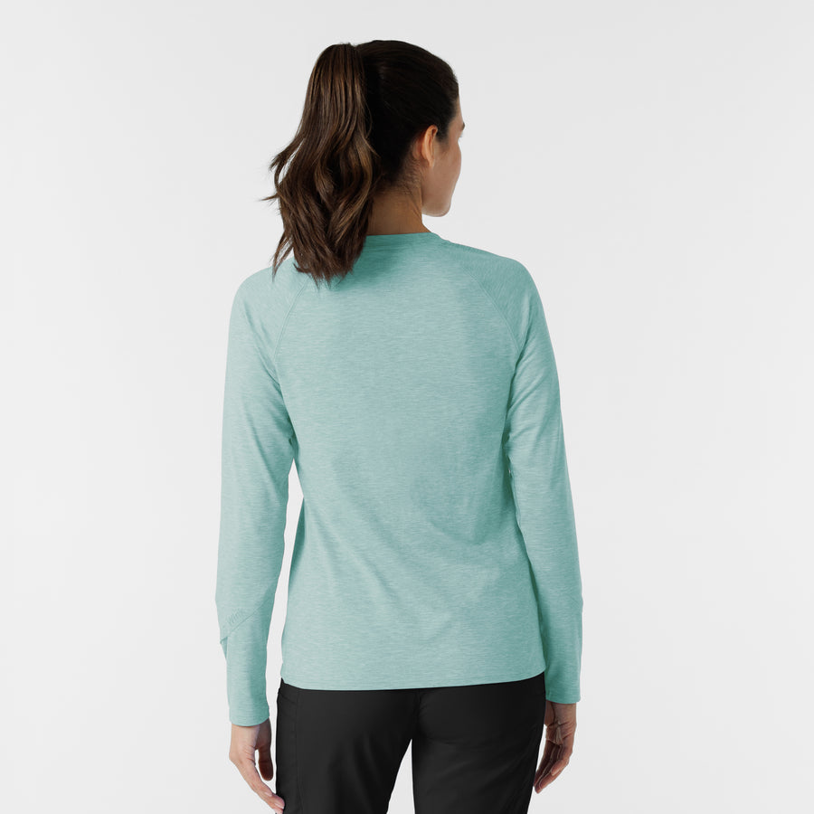 Women's Watch Window Long Sleeve Underscrub Top - Sky Blue Heather back