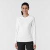 Knits and Layers Women's Watch Window Long Sleeve Underscrub Top White