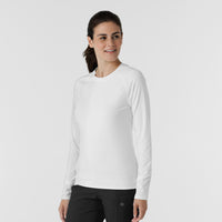 Knits and Layers Women's Watch Window Long Sleeve Underscrub Top White side view