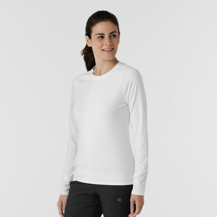 Knits and Layers Women's Watch Window Long Sleeve Underscrub Top White side view