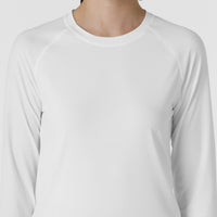 Knits and Layers Women's Watch Window Long Sleeve Underscrub Top White front detail