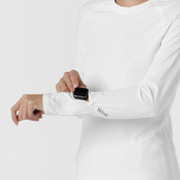 Knits and Layers Women's Watch Window Long Sleeve Underscrub Top White side detail 2