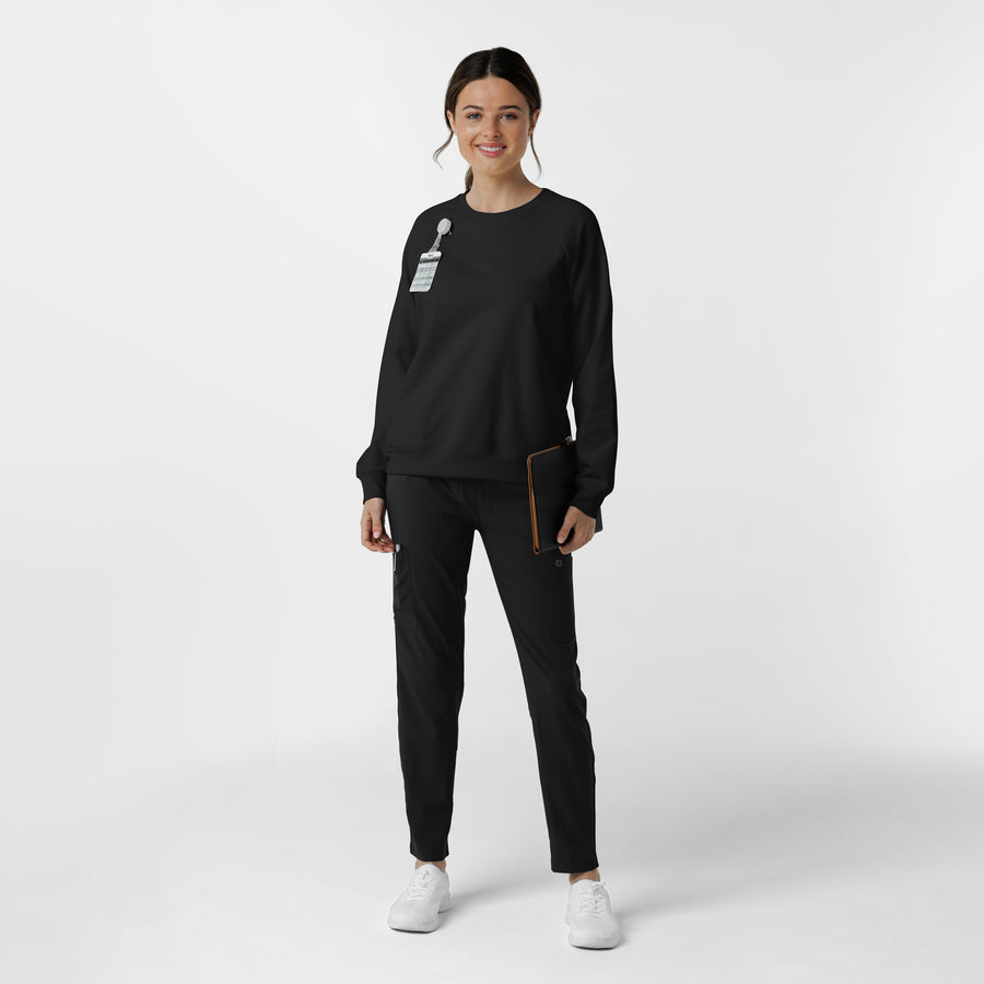 Layers Women's Pullover Sweatshirt Black full scrub set