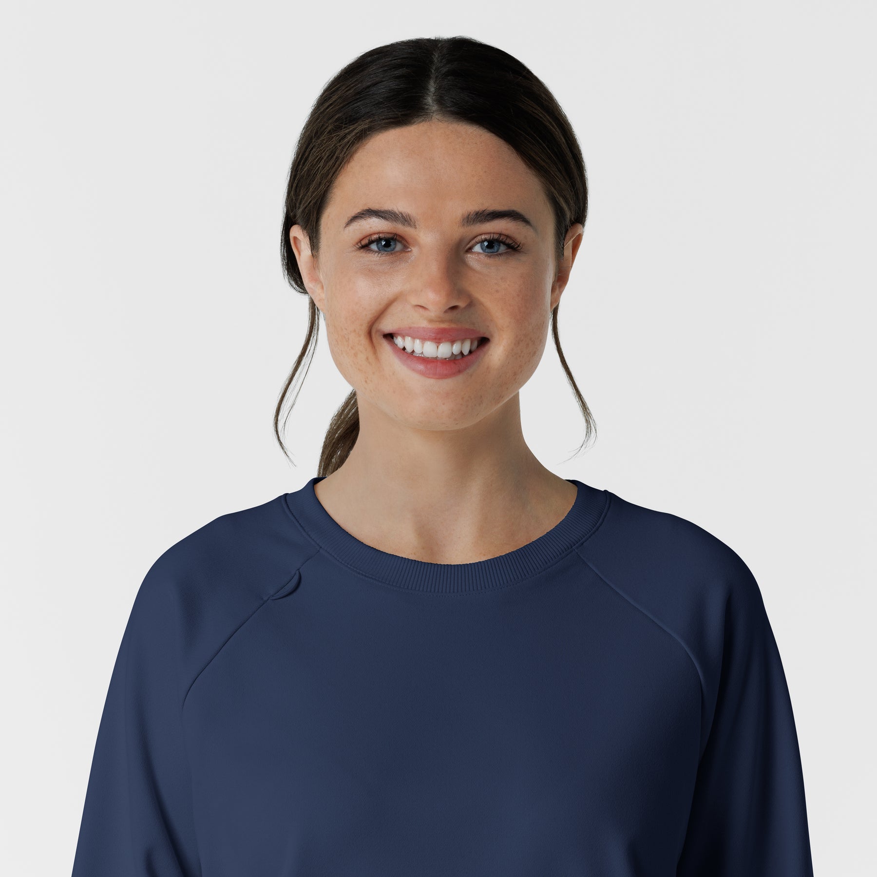 Layers Women's Pullover Sweatshirt Navy front detail