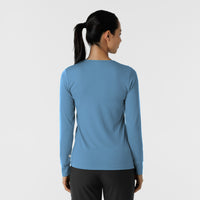 Layers Women's Essential Layer Long Sleeve Pacific Blue back view