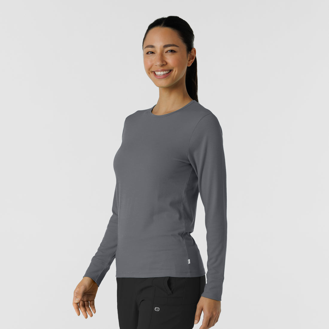 Layers Women's Essential Layer Long Sleeve Pewter side view